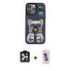 MARSİLYAN™- iPhone 14 Pro Max Kılıf Siluet Modern Özel Seri - Siyah Joko 5D Cam + Turuncu PVD Metal Kamera Lens