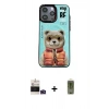 MARSİLYAN™- iPhone 14 Pro Max Kılıf Siluet Modern Özel Seri - Siyah Joko Magic 5D Hayalet Cam + Derin Mor Bilvis Titan Kamera Lens
