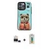 MARSİLYAN™- iPhone 14 Pro Max Kılıf Siluet Modern Özel Seri - Siyah Polymer Nano Ekran Koruyucu + Bilvis Titan Kamera Lens - SH
