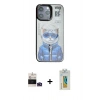 MARSİLYAN™- iPhone 14 Pro Max Kılıf Siluet Modern Özel Seri - Siyah Polymer Nano Ekran Koruyucu + Derin Mor Bilvis Titan Kamera Lens