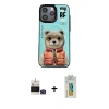 MARSİLYAN™- iPhone 14 Pro Max Kılıf Siluet Modern Özel Seri - Siyah Polymer Nano Ekran Koruyucu + Derin Mor Bilvis Titan Kamera Lens