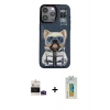 MARSİLYAN™- iPhone 14 Pro Max Kılıf Siluet Modern Özel Seri - Siyah Polymer Nano Ekran Koruyucu + Derin Mor Bilvis Titan Kamera Lens