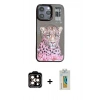 MARSİLYAN™- iPhone 14 Pro Max Kılıf Siluet Modern Özel Seri - Siyah Polymer Nano Ekran Koruyucu + PVD Metal Kamera Lens - TU