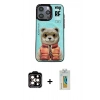 MARSİLYAN™- iPhone 14 Pro Max Kılıf Siluet Modern Özel Seri - Siyah Polymer Nano Ekran Koruyucu + PVD Metal Kamera Lens - TU