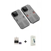 MARSİLYAN™- iPhone 14 Pro Max Kılıf Ufuk Doku Prime - Şeffaf Pasifik Cam Ekran Koruyucu + Bilvis Titan Kamera Lens - GS