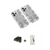 MARSİLYAN™- iPhone 14 Pro Max Kılıf Ufuk Doku Prime - Şeffaf Pasifik Cam Ekran Koruyucu + Raze Metal Kamera Lens - GD