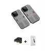 MARSİLYAN™- iPhone 14 Pro Max Kılıf Ufuk Doku Prime - Şeffaf Pasifik Cam Ekran Koruyucu + Raze Metal Kamera Lens - GD