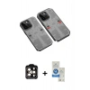 MARSİLYAN™- iPhone 14 Pro Max Kılıf Ufuk Doku Prime - Şeffaf Royal Nano Ekran Koruyucu + PVD Metal Kamera Lens - TU
