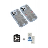 MARSİLYAN™- iPhone 14 Pro Max Kılıf Ufuk Doku Prime - Şeffaf Royal Nano Ekran Koruyucu + PVD Metal Kamera Lens - TU