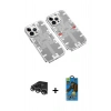 MARSİLYAN™- iPhone 14 Pro Max Kılıf Ufuk Doku Prime - Siyah 18D Cam Ekran Koruyucu + Raze Metal Kamera Lens - GS