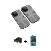 MARSİLYAN™- iPhone 14 Pro Max Kılıf Ufuk Doku Prime - Siyah 18D Cam Ekran Koruyucu + Raze Metal Kamera Lens - GS