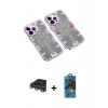 MARSİLYAN™- iPhone 14 Pro Max Kılıf Ufuk Doku Prime - Siyah 18D Cam Ekran Koruyucu + Raze Metal Kamera Lens - GS