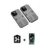 MARSİLYAN™- iPhone 14 Pro Max Kılıf Ufuk Doku Prime - Siyah 360 Mat Full Body Arka Koruyucu + PVD Metal Kamera Lens - TU