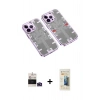 MARSİLYAN™- iPhone 14 Pro Max Kılıf Ufuk Doku Prime - Siyah 6D Mat Seramik Hayalet Nano Ekran Koruyucu + Derin Mor Bilvis Titan Kamera Lens