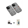 MARSİLYAN™- iPhone 14 Pro Max Kılıf Ufuk Doku Prime - Siyah 6D Mat Seramik Hayalet Nano Ekran Koruyucu + Derin Mor Bilvis Titan Kamera Lens