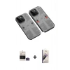 MARSİLYAN™- iPhone 14 Pro Max Kılıf Ufuk Doku Prime - Siyah Bilvis 3D Mat Cam Ekran Koruyucu + Bilvis Titan Kamera Lens - GS