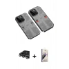 MARSİLYAN™- iPhone 14 Pro Max Kılıf Ufuk Doku Prime - Siyah Bilvis 3D Mat Cam Ekran Koruyucu + Raze Metal Kamera Lens - GS