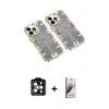 MARSİLYAN™- iPhone 14 Pro Max Kılıf Ufuk Doku Prime - Siyah Bilvis 3D Mat Cam Ekran Koruyucu + PVD Metal Kamera Lens - TU