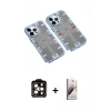 MARSİLYAN™- iPhone 14 Pro Max Kılıf Ufuk Doku Prime - Siyah Bilvis 3D Mat Cam Ekran Koruyucu + PVD Metal Kamera Lens - TU