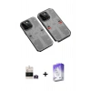 MARSİLYAN™- iPhone 14 Pro Max Kılıf Ufuk Doku Prime - Siyah Bilvis 5in1 3D Magic Cam Ekran Koruyucu + Bilvis Titan Kamera Lens - GD