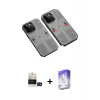 MARSİLYAN™- iPhone 14 Pro Max Kılıf Ufuk Doku Prime - Siyah Bilvis 5in1 3D Magic Cam Ekran Koruyucu + Bilvis Titan Kamera Lens - SH