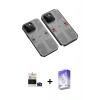MARSİLYAN™- iPhone 14 Pro Max Kılıf Ufuk Doku Prime - Siyah Bilvis 5in1 3D Magic Cam Ekran Koruyucu + Bilvis Titan Kamera Lens - DNMR