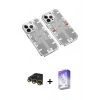 MARSİLYAN™- iPhone 14 Pro Max Kılıf Ufuk Doku Prime - Siyah Bilvis 5in1 3D Magic Cam Ekran Koruyucu + Raze Metal Kamera Lens - GD