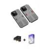 MARSİLYAN™- iPhone 14 Pro Max Kılıf Ufuk Doku Prime - Siyah Bilvis 5in1 3D Magic Cam Ekran Koruyucu + Raze Metal Kamera Lens - GD