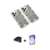 MARSİLYAN™- iPhone 14 Pro Max Kılıf Ufuk Doku Prime - Siyah Bilvis 5in1 3D Magic Cam Ekran Koruyucu + Raze Metal Kamera Lens - GS