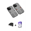 MARSİLYAN™- iPhone 14 Pro Max Kılıf Ufuk Doku Prime - Siyah Bilvis 5in1 3D Magic Cam Ekran Koruyucu + Raze Metal Kamera Lens - GS