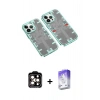 MARSİLYAN™- iPhone 14 Pro Max Kılıf Ufuk Doku Prime - Siyah Bilvis 5in1 3D Magic Cam Ekran Koruyucu + PVD Metal Kamera Lens - TU