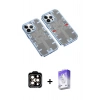 MARSİLYAN™- iPhone 14 Pro Max Kılıf Ufuk Doku Prime - Siyah Bilvis 5in1 3D Magic Cam Ekran Koruyucu + PVD Metal Kamera Lens - TU