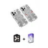 MARSİLYAN™- iPhone 14 Pro Max Kılıf Ufuk Doku Prime - Siyah Bilvis 5in1 3D Magic Cam Ekran Koruyucu + PVD Metal Kamera Lens - TU