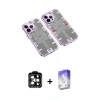 MARSİLYAN™- iPhone 14 Pro Max Kılıf Ufuk Doku Prime - Siyah Bilvis 5in1 3D Magic Cam Ekran Koruyucu + PVD Metal Kamera Lens - TU