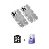 MARSİLYAN™- iPhone 14 Pro Max Kılıf Ufuk Doku Prime - Siyah Bilvis 5in1 5D Magic Hayalet Cam Ekran Koruyucu + PVD Metal Kamera Lens - TU