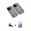 MARSİLYAN™- iPhone 14 Pro Max Kılıf Ufuk Doku Prime - Siyah Bilvis 5in1 5D Magic Hayalet Cam Ekran Koruyucu + Bilvis Titan Kamera Lens - SH