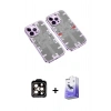 MARSİLYAN™- iPhone 14 Pro Max Kılıf Ufuk Doku Prime - Siyah Bilvis 5in1 5D Magic Hayalet Cam Ekran Koruyucu + PVD Metal Kamera Lens - TU