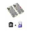 MARSİLYAN™- iPhone 14 Pro Max Kılıf Ufuk Doku Prime - Siyah Bilvis 5in1 5D Magic Hayalet Cam Ekran Koruyucu + PVD Metal Kamera Lens - TU