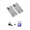 MARSİLYAN™- iPhone 14 Pro Max Kılıf Ufuk Doku Prime - Siyah Bilvis 5in1 5D Magic Hayalet Cam Ekran Koruyucu + Bilvis Titan Kamera Lens - GS
