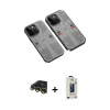 MARSİLYAN™- iPhone 14 Pro Max Kılıf Ufuk Doku Prime - Siyah Bilvis Hayalet Cam Ekran Koruyucu + Raze Metal Kamera Lens - GD