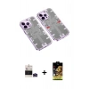 MARSİLYAN™- iPhone 14 Pro Max Kılıf Ufuk Doku Prime - Siyah Buffer Cam Ekran Koruyucu + Derin Mor Bilvis Titan Kamera Lens