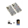 MARSİLYAN™- iPhone 14 Pro Max Kılıf Ufuk Doku Prime - Siyah Buffer Hayalet Cam Ekran Koruyucu + Bilvis Titan Kamera Lens - GS