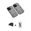 MARSİLYAN™- iPhone 14 Pro Max Kılıf Ufuk Doku Prime - Siyah Joko 5D Cam + Raze Metal Kamera Lens - GS