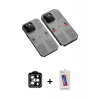 MARSİLYAN™- iPhone 14 Pro Max Kılıf Ufuk Doku Prime - Siyah Joko 5D Cam + PVD Metal Kamera Lens - TU