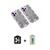 MARSİLYAN™- iPhone 14 Pro Max Kılıf Ufuk Doku Prime - Siyah Polymer Nano Ekran Koruyucu + PVD Metal Kamera Lens - TU