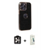 MARSİLYAN™- iPhone 14 Pro Max Kılıf Ufuk Form Prime - Şeffaf Pasifik Cam Ekran Koruyucu + PVD Metal Kamera Lens - TU