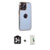 MARSİLYAN™- iPhone 14 Pro Max Kılıf Ufuk Form Prime - Şeffaf Pasifik Cam Ekran Koruyucu + PVD Metal Kamera Lens - TU