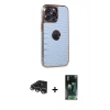 MARSİLYAN™- iPhone 14 Pro Max Kılıf Ufuk Form Prime - Siyah 360 Mat Full Body Arka Koruyucu + Gümüş Raze Metal Kamera Lens