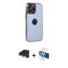MARSİLYAN™- iPhone 14 Pro Max Kılıf Ufuk Form Prime - Siyah 3D Antistatik Cam Ekran Koruyucu + Gümüş Raze Metal Kamera Lens
