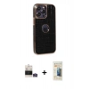 MARSİLYAN™- iPhone 14 Pro Max Kılıf Ufuk Form Prime - Siyah 6D Mat Seramik Hayalet Nano Ekran Koruyucu + Gümüş Bilvis Titan Kamera Lens